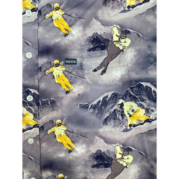 Enyce Shirt Men's 2XL Skiers All Over Print Button Up Long Sleeve Vintage 90's - Picture 3 of 9